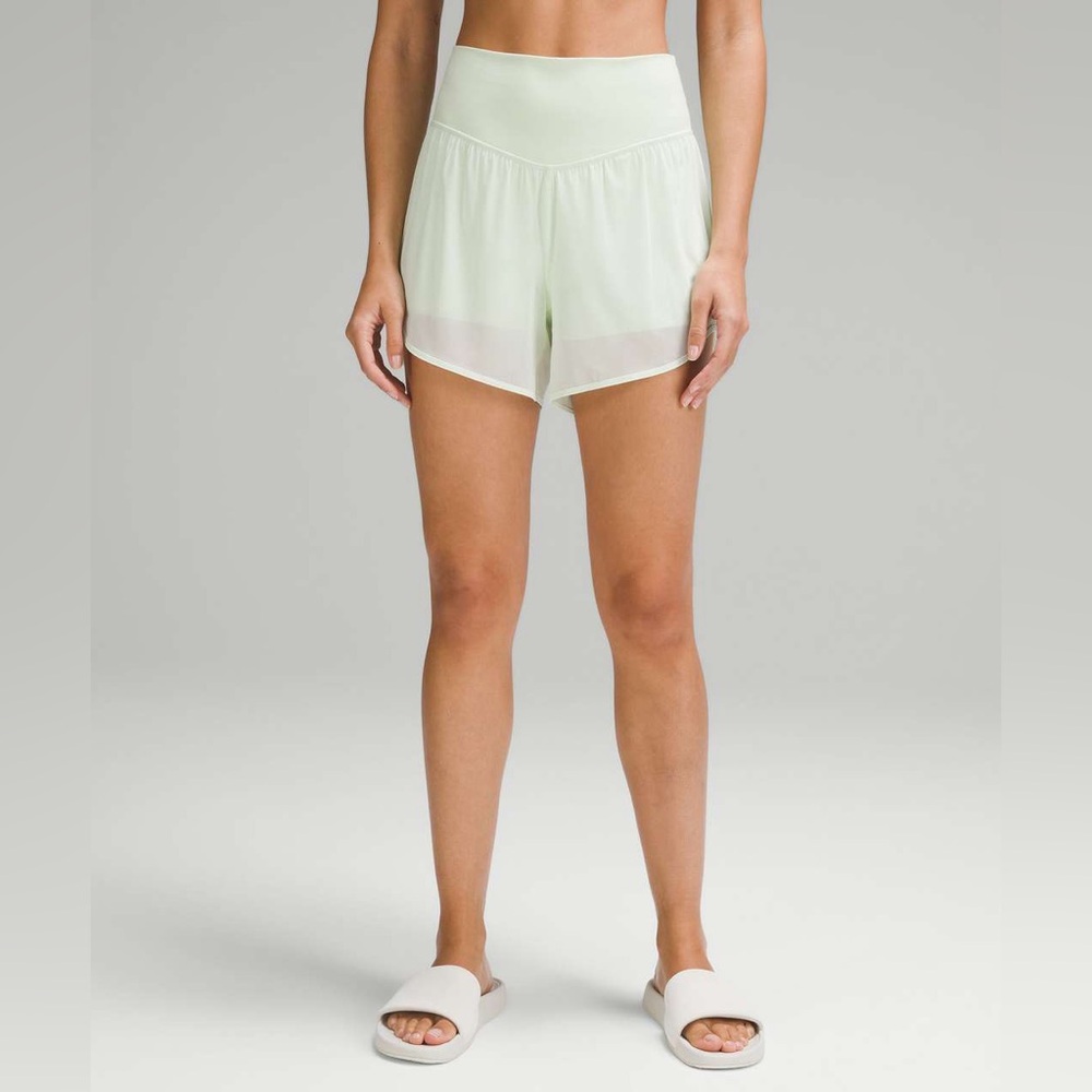 Lululemon Nulu & mesh yoga shorts, 3.5” Kohlrabi green (KOGR) Sz 6